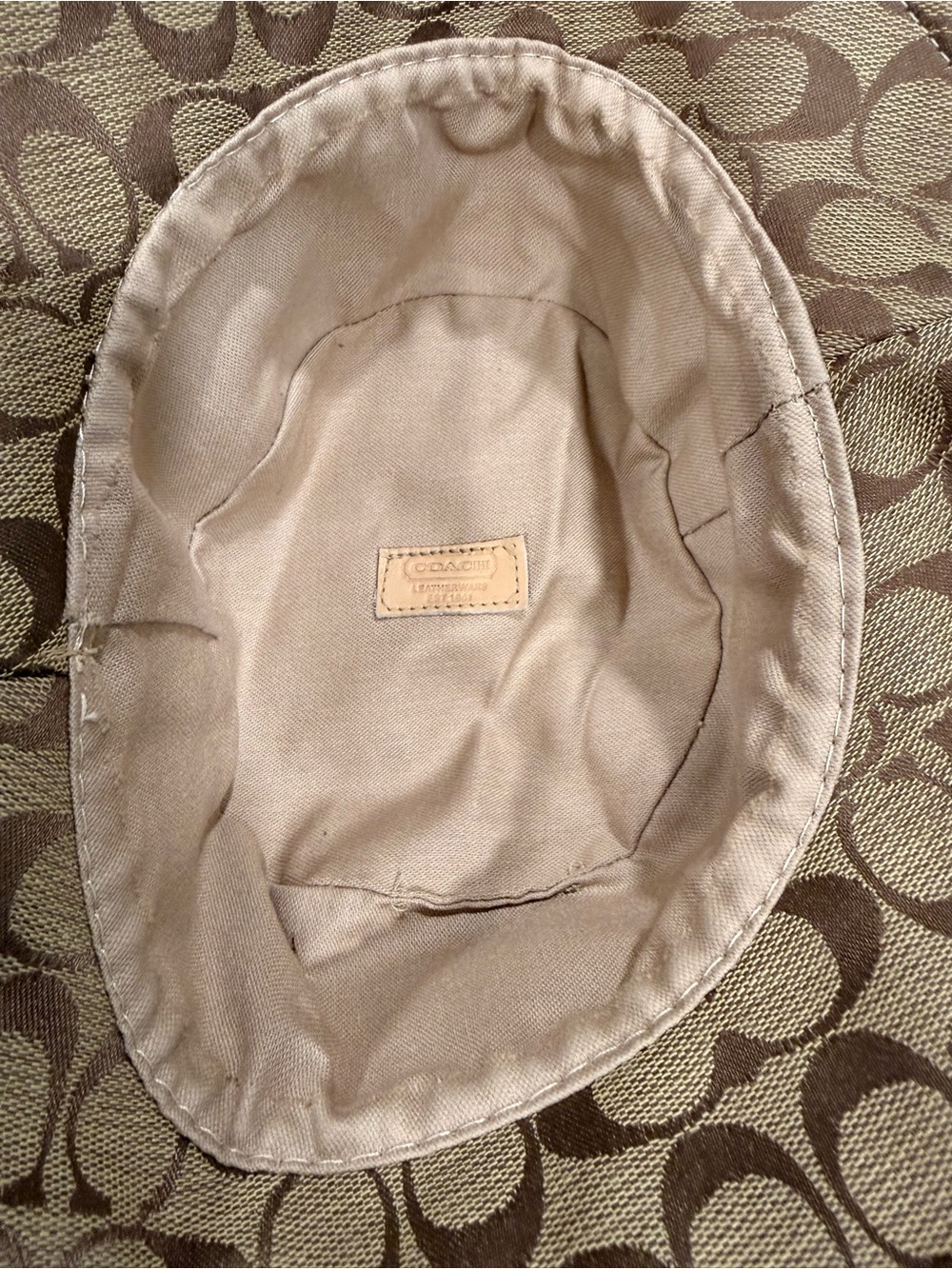 Y2K Vintage Coach Signature Monogram Canvas Bucket Hat Tan Brown Beige M/L - Picture 6 of 10